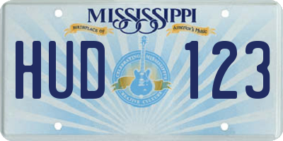 MS license plate HUD123
