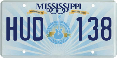 MS license plate HUD138
