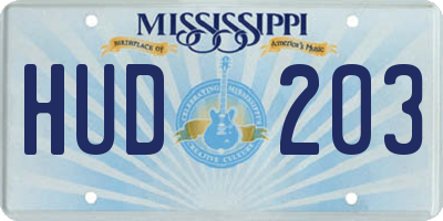 MS license plate HUD203