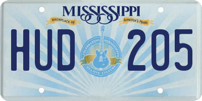 MS license plate HUD205