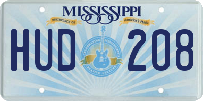 MS license plate HUD208