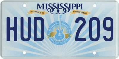 MS license plate HUD209