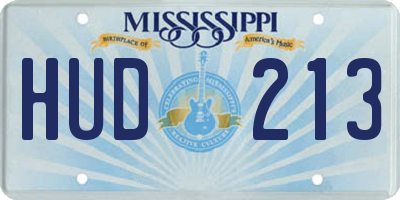 MS license plate HUD213