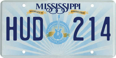 MS license plate HUD214