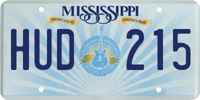 MS license plate HUD215