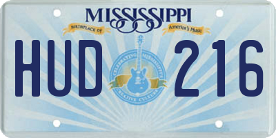 MS license plate HUD216