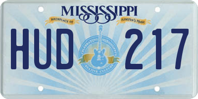 MS license plate HUD217