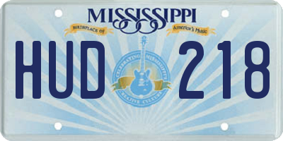 MS license plate HUD218