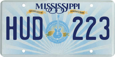 MS license plate HUD223