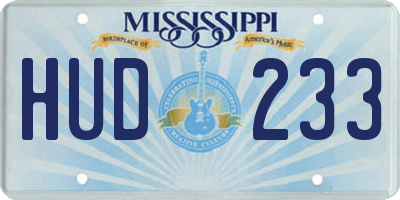 MS license plate HUD233
