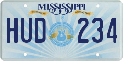 MS license plate HUD234