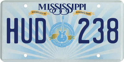 MS license plate HUD238
