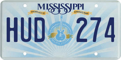 MS license plate HUD274