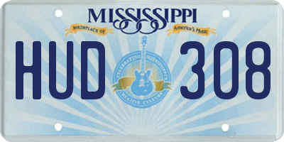 MS license plate HUD308
