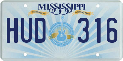 MS license plate HUD316