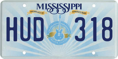 MS license plate HUD318