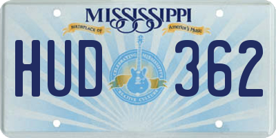 MS license plate HUD362