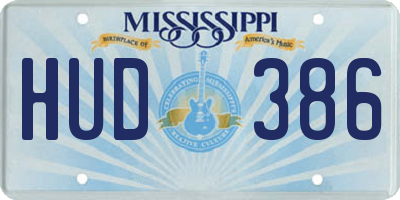 MS license plate HUD386