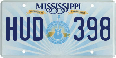 MS license plate HUD398