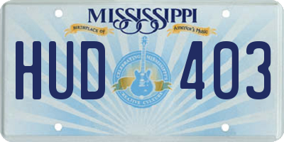 MS license plate HUD403