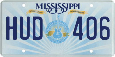 MS license plate HUD406