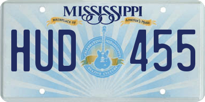 MS license plate HUD455