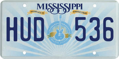 MS license plate HUD536