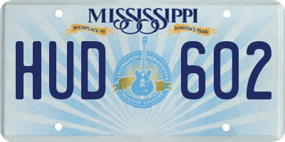 MS license plate HUD602