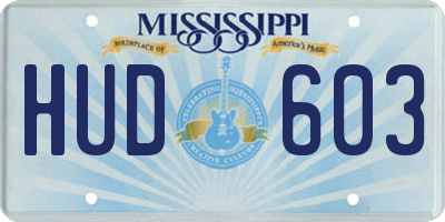 MS license plate HUD603