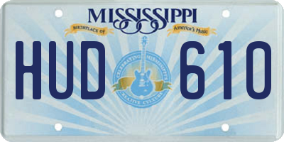 MS license plate HUD610