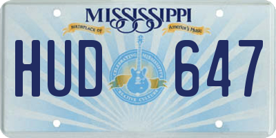 MS license plate HUD647