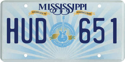 MS license plate HUD651