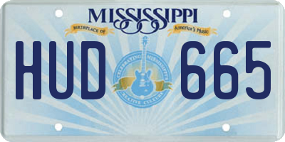 MS license plate HUD665