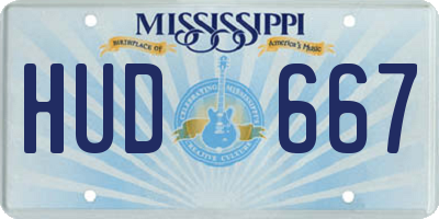 MS license plate HUD667