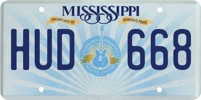 MS license plate HUD668