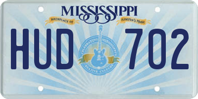 MS license plate HUD702