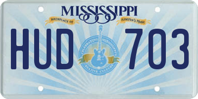 MS license plate HUD703