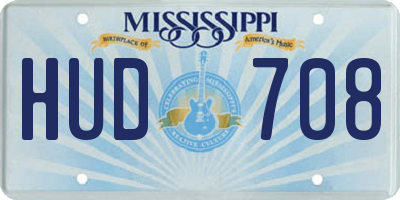 MS license plate HUD708