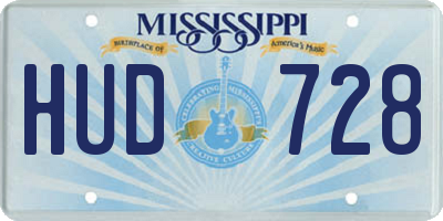 MS license plate HUD728