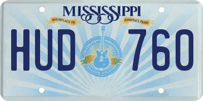 MS license plate HUD760
