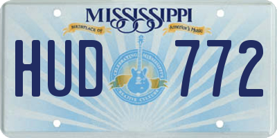 MS license plate HUD772