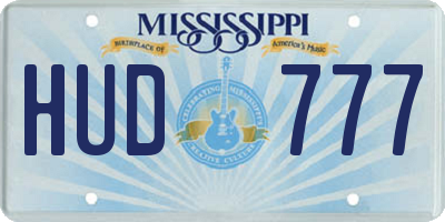 MS license plate HUD777