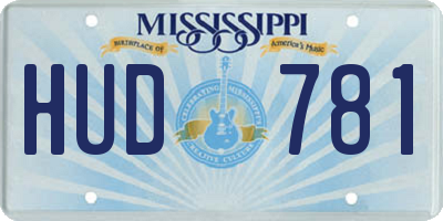 MS license plate HUD781