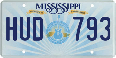 MS license plate HUD793