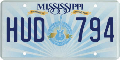 MS license plate HUD794