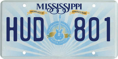 MS license plate HUD801