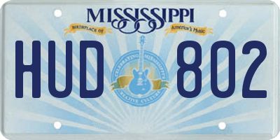 MS license plate HUD802