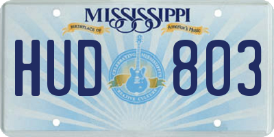 MS license plate HUD803