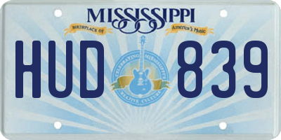 MS license plate HUD839