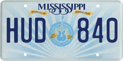 MS license plate HUD840